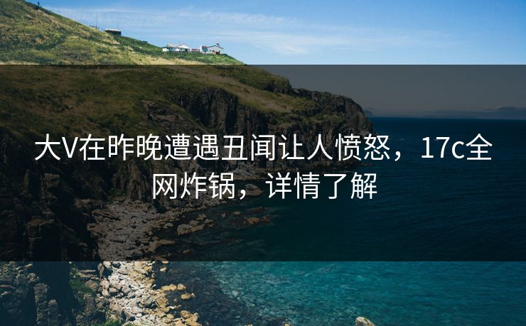 大V在昨晚遭遇丑闻让人愤怒，17c全网炸锅，详情了解  第1张