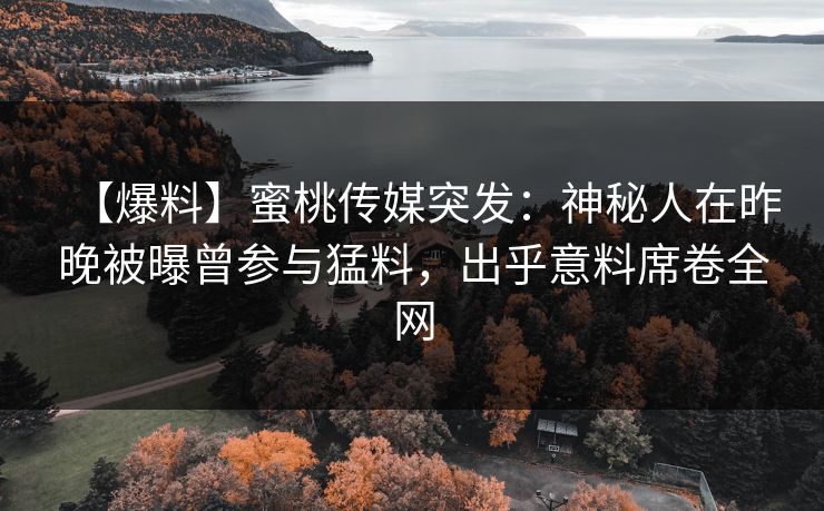 【爆料】蜜桃传媒突发：神秘人在昨晚被曝曾参与猛料，出乎意料席卷全网  第1张