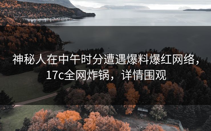神秘人在中午时分遭遇爆料爆红网络，17c全网炸锅，详情围观  第1张