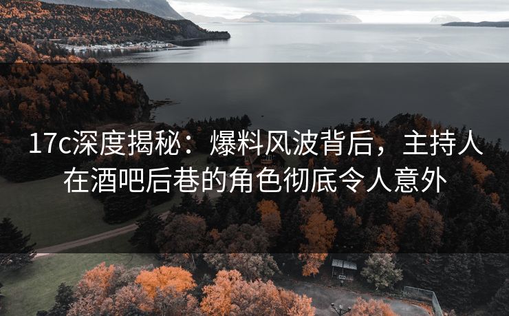 17c深度揭秘：爆料风波背后，主持人在酒吧后巷的角色彻底令人意外  第1张