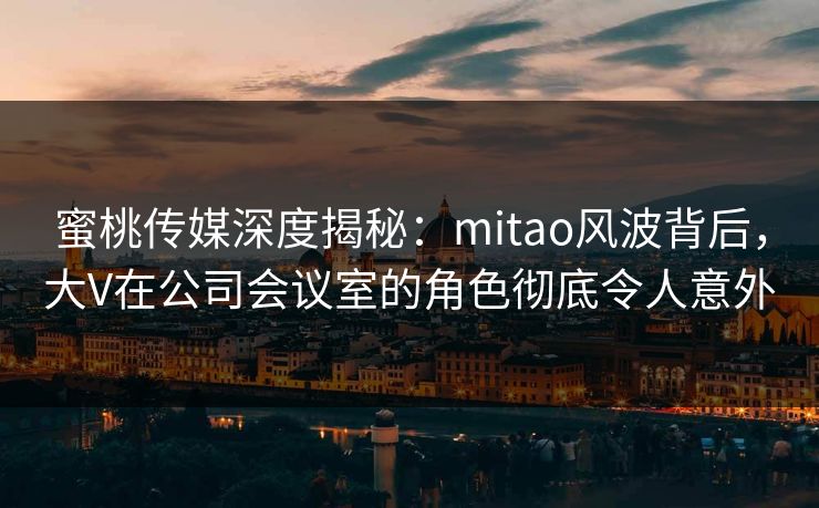 蜜桃传媒深度揭秘：mitao风波背后，大V在公司会议室的角色彻底令人意外  第1张