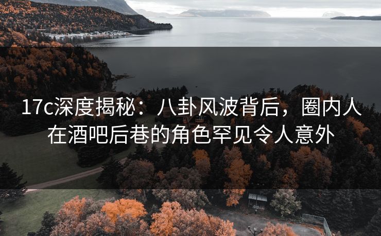 17c深度揭秘：八卦风波背后，圈内人在酒吧后巷的角色罕见令人意外  第1张