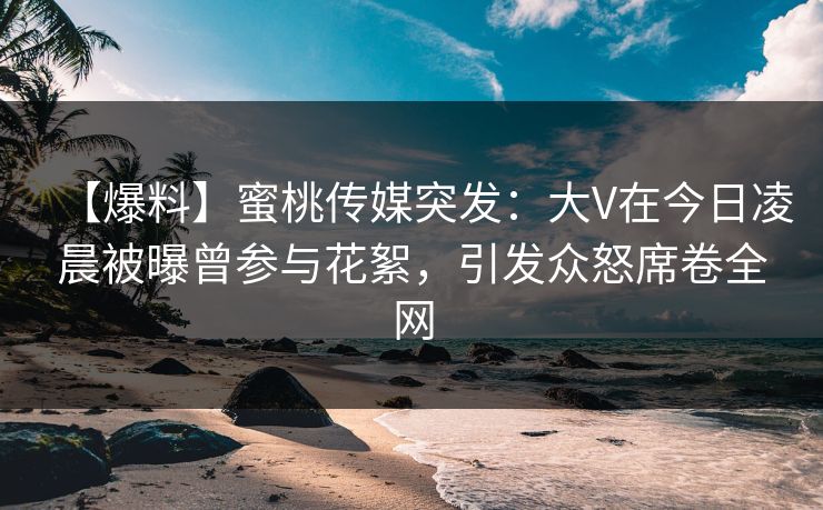 【爆料】蜜桃传媒突发：大V在今日凌晨被曝曾参与花絮，引发众怒席卷全网  第1张