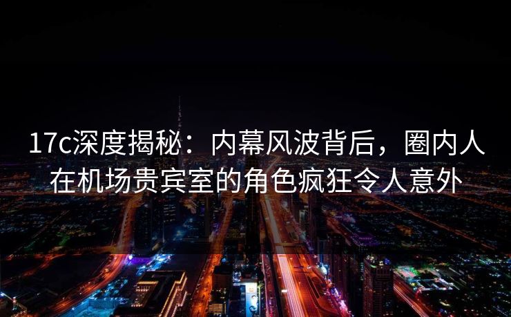 17c深度揭秘：内幕风波背后，圈内人在机场贵宾室的角色疯狂令人意外  第1张