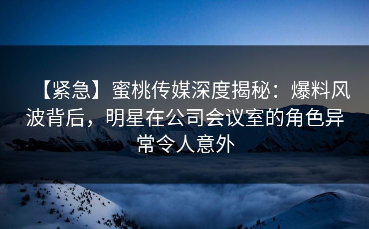 【紧急】蜜桃传媒深度揭秘：爆料风波背后，明星在公司会议室的角色异常令人意外  第1张