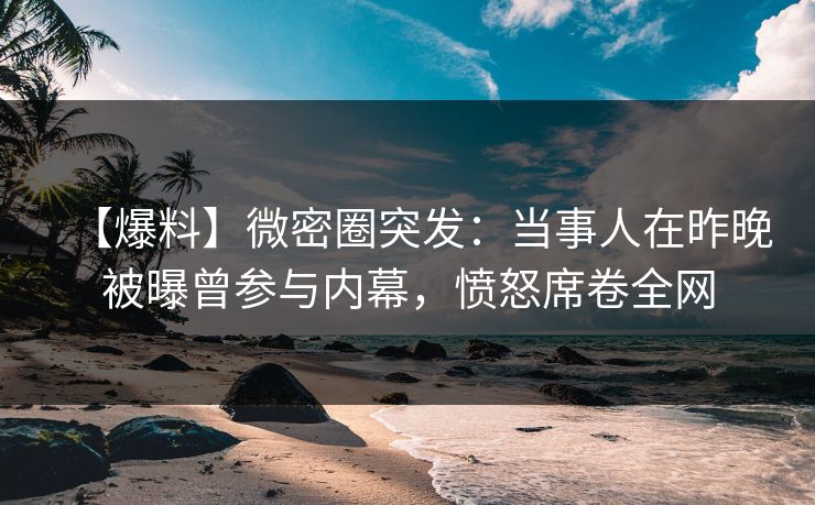 【爆料】微密圈突发：当事人在昨晚被曝曾参与内幕，愤怒席卷全网