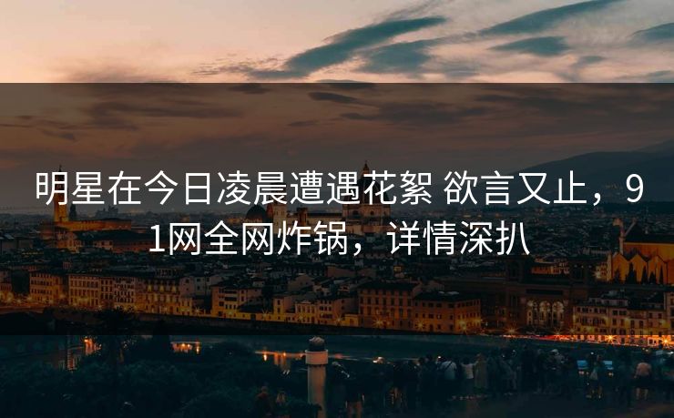 明星在今日凌晨遭遇花絮 欲言又止，91网全网炸锅，详情深扒