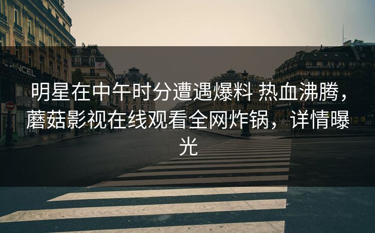 明星在中午时分遭遇爆料 热血沸腾,蘑菇影视在线观看全网炸锅,详情曝光