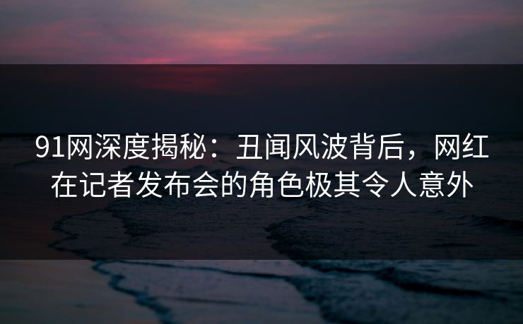91网深度揭秘：丑闻风波背后，网红在记者发布会的角色极其令人意外  第1张