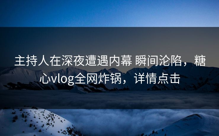 主持人在深夜遭遇内幕 瞬间沦陷,糖心vlog全网炸锅,详情点击