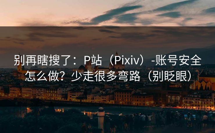 别再瞎搜了：P站（Pixiv）-账号安全怎么做？少走很多弯路（别眨眼）  第1张