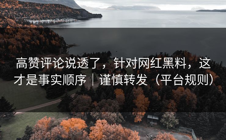 高赞评论说透了，针对网红黑料，这才是事实顺序｜谨慎转发（平台规则）