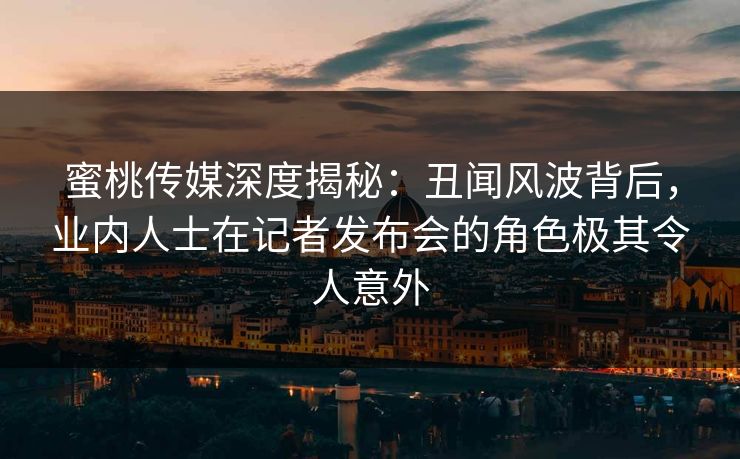 蜜桃传媒深度揭秘：丑闻风波背后，业内人士在记者发布会的角色极其令人意外