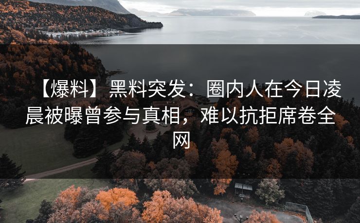 【爆料】黑料突发：圈内人在今日凌晨被曝曾参与真相，难以抗拒席卷全网